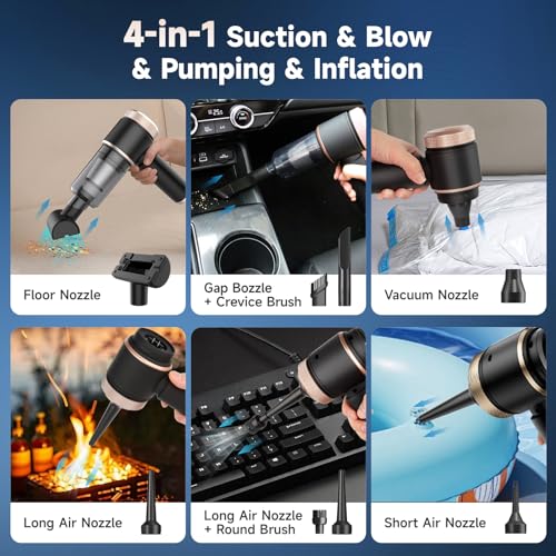 3-in-1 Cordless Mini Vacuum Cleaner – Powerful Handheld Car & Home Cleaner with Blower & Pump