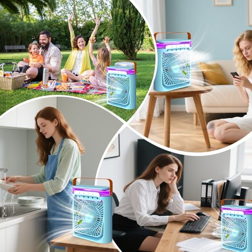 Portable Air Conditioner, 4-in-1 Air Cooler Quiet Mini Air Conditioner Desk Fan