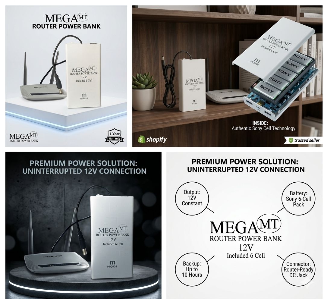 20000mAh WiFi Router UPS – Portable Mini Power Backup for Router & Modem | Uninterrupted Internet During Load Shedding